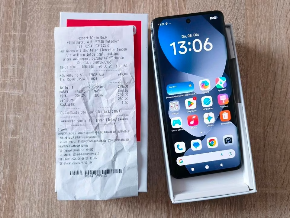 Xiaomi Redmi Note 15 5G 128GB - 2 Monate alt mit OVP & Rechnung